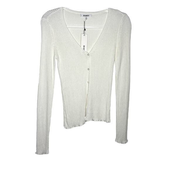 BB Dakota Womens Honey I Shrunk The Cardigan Sweater‎ Size S White V-Neck NWT - Picture 1 of 3